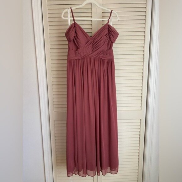 Azazie Maroon Spaghetti Strap Cap Sleeve Bridesmaid Formal Gown Size C (6) - Picture 1 of 10
